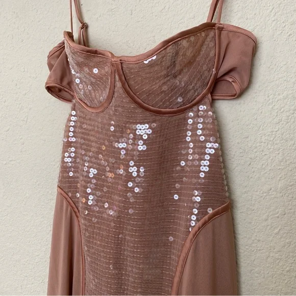 HOUSE OF CB S D-DD 'Bonita' Cafe Au Lait Sequin Maxi Dress NWOT size S - Picture 12 of 15